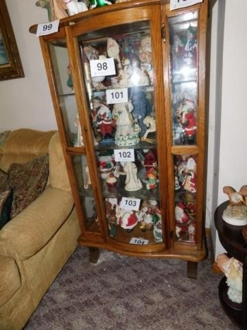 Oak Curved Glass Door China Cabinet With Glass Lenhart Auction
