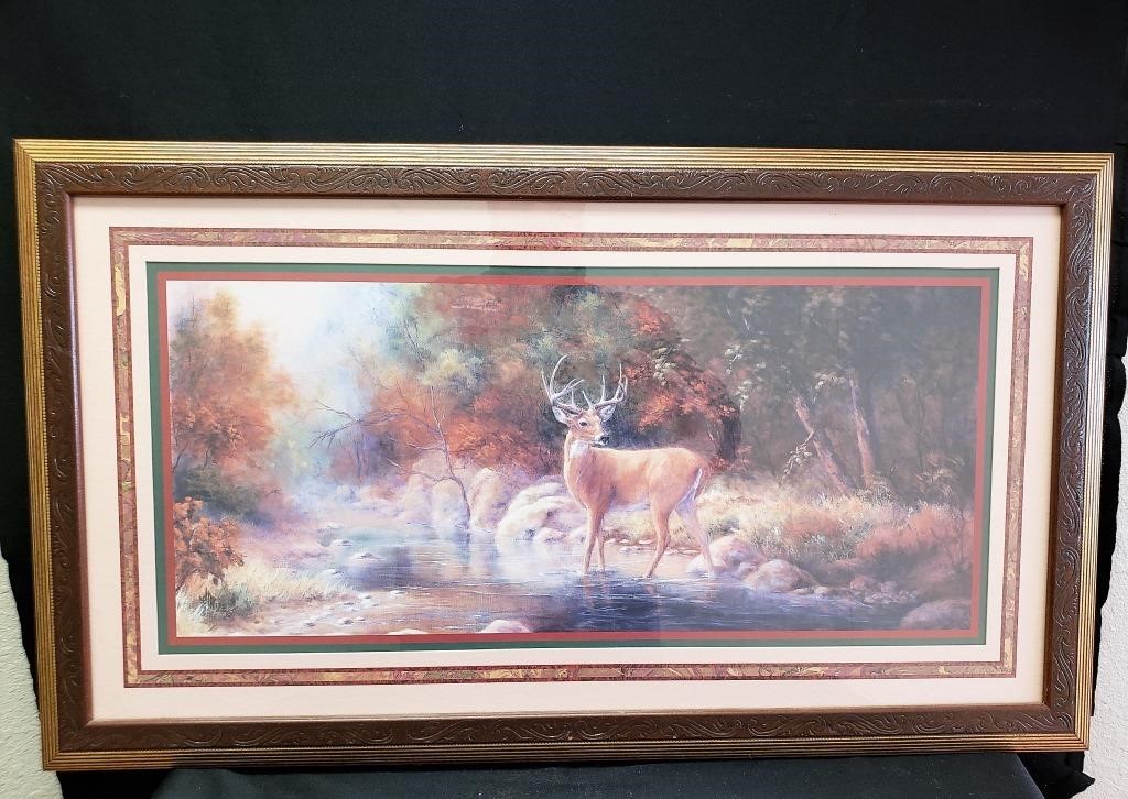 Home Interiors Deer Print Matted Framed United Country