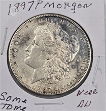 1897 P MORGAN SILVER DOLLAR; SOME TONE; NEAR AU Used Dollars U.S. Coins Coins / Currency upcoming auctions