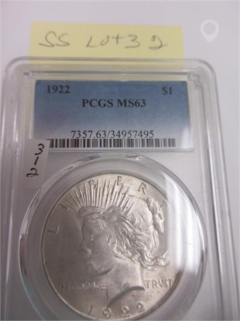 1922 SILVER DOLLAR PEACE PCGS MS63 Used U.S. Currency Coins / Currency auction results