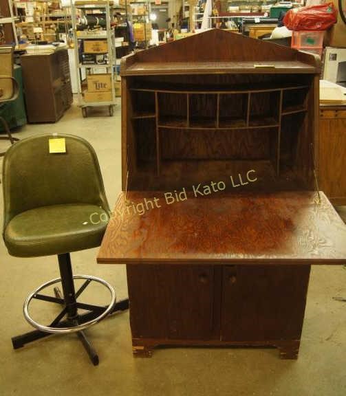 Vintage Drop Down Writing Desk Bar Stool Bid Kato