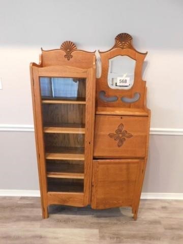 Antique Oak Drop Front Secretary With Bookcase Lenhart Auction