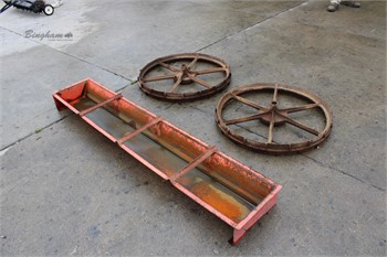 SHOP MADE CAST IRON WHEELS & FEED TROUGH Used Livestock upcoming auctions
