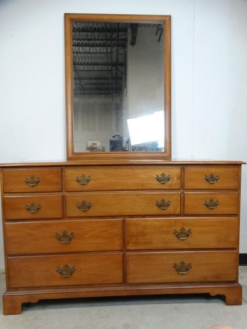 Ethan Allen Early American Dresser With Mirror Ll Auctions Llc