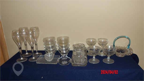 CLEAR GLASSWARE LOT Used Other Antiques for sale