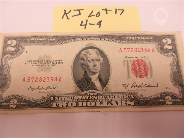 $2 RED SEAL BILL 1953A UNITED STATES NOTE Used U.S. Currency Coins / Currency auction results