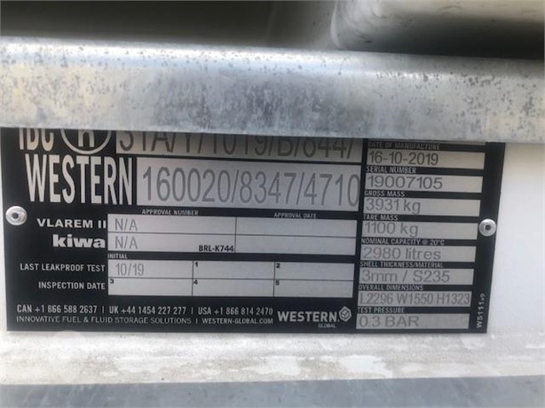2019 WESTERN GLOBAL TRANSCUBE 30TCG Used Storage Bins - Liquid/Dry for sale
