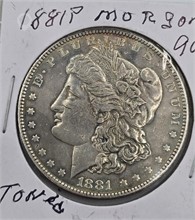 1881 P MORGAN SILVER DOLLAR; 90% SILVER; TONED Used Dollars U.S. Coins Coins / Currency upcoming auctions