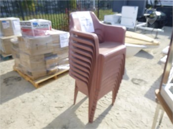 (10) PINK PLASTIC CHAIRS Used Chairs / Stools Furniture auction results