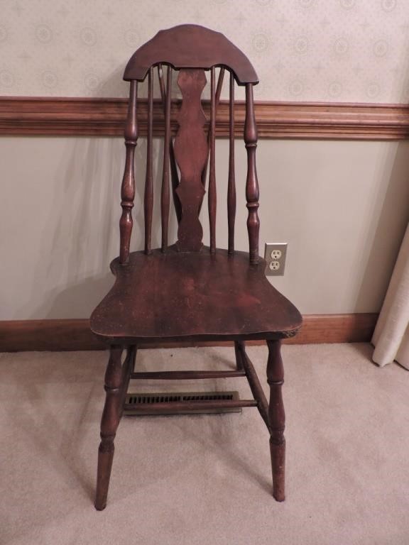 Vintage Mahogany Splat Tapered Back Windsor Chair Manger