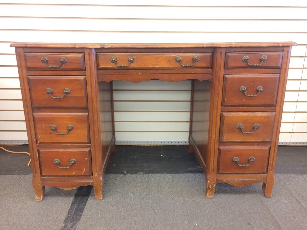 Vintage Sligh Lowry Kneehole Desk Cherry Hueckman Auction
