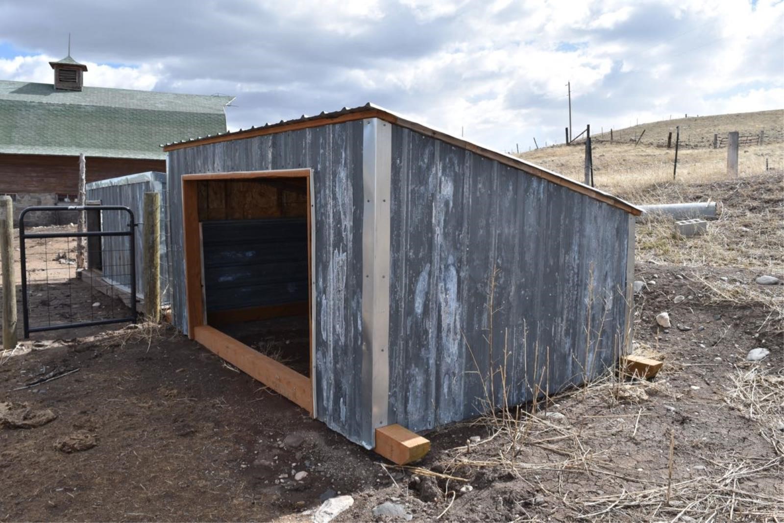Calf shed 12x8, skids, corrugated tin roof Musser Bros. Inc.