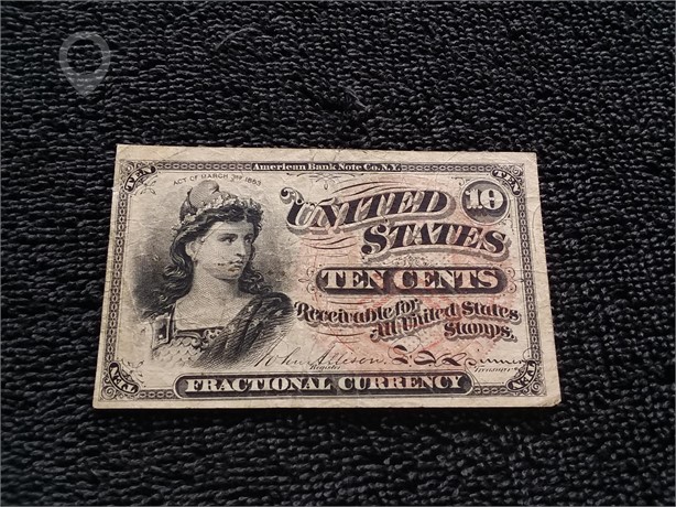 1863 10 CENT FRAC CURR FR#1261 38MM RED SEAL-BLUISH RIGHT SIDE Used U.S. Currency Coins / Currency auction results