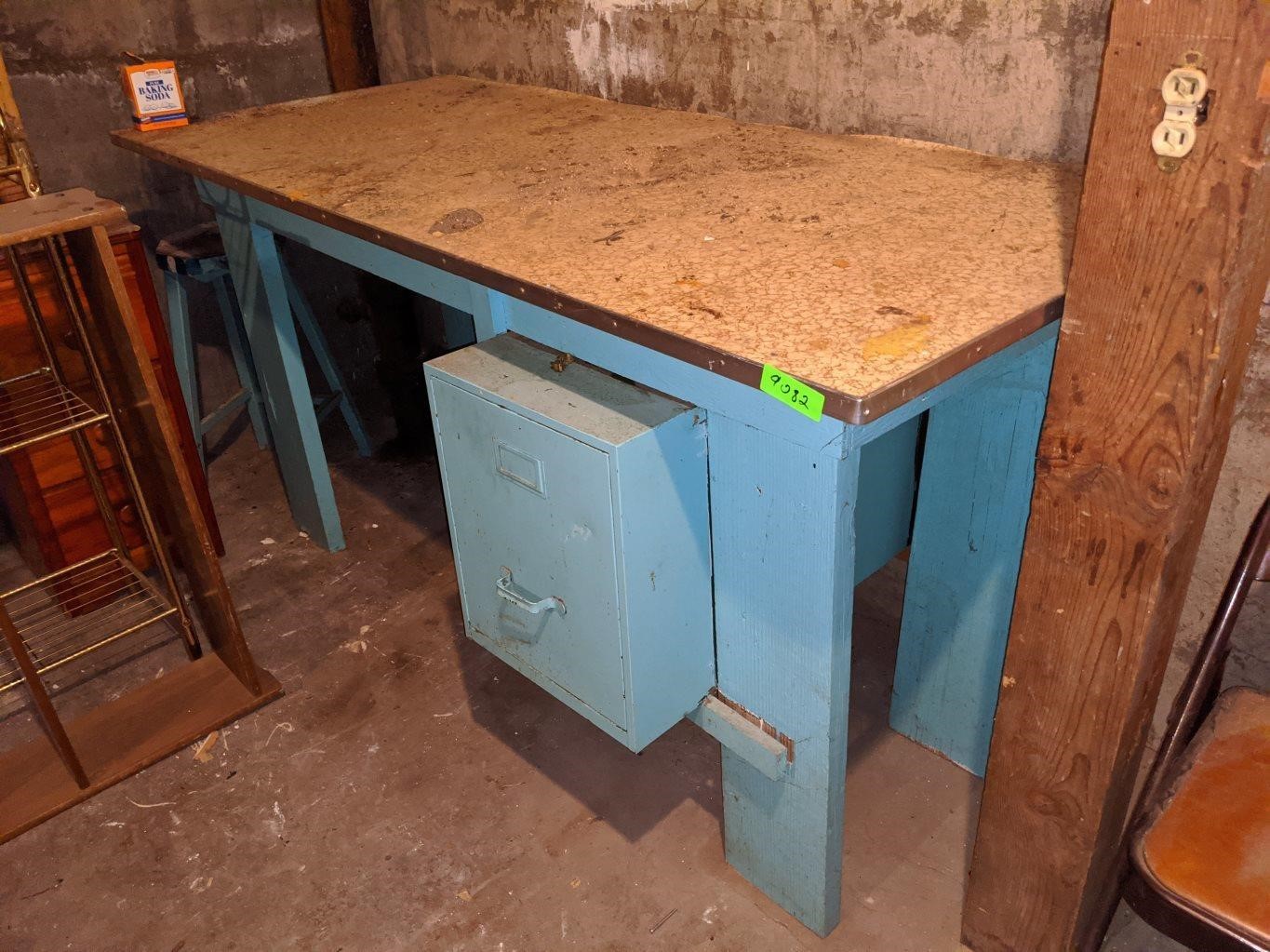Wood Work Bench With File Cabinet Prime Time Auctions
