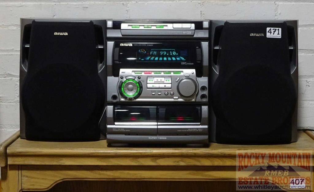 Aiwa Cx Na707 Am Fm Cd Cassette Bookcase Stereo Auctioneers Who