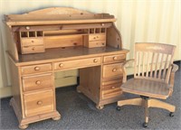 Broyhill Fontana Knotty Pine Roll Top Desk Chair 345 Auction