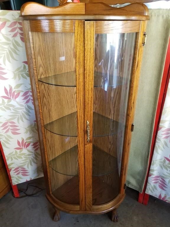 Curved Glass Corner Display Cabinet All Glass Great West