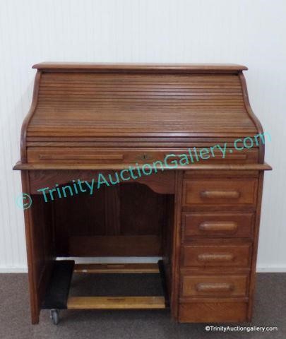 Antique Ca 1900 Small Oak Roll Top Desk Asset Marketing Pros