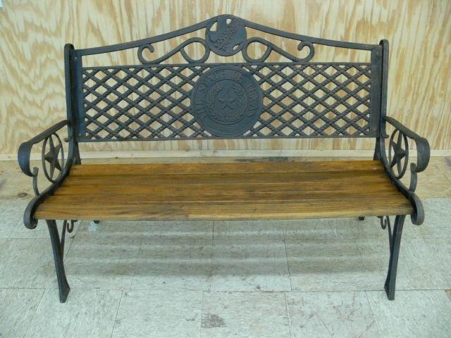 State of Texas Wood Cast Iron Bench Asset Marketing 
