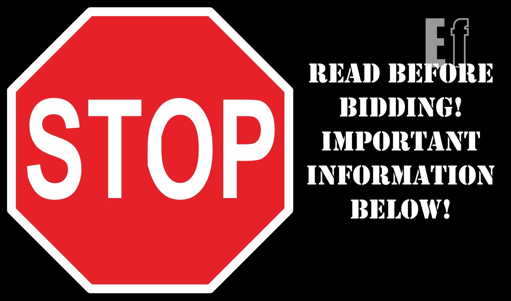 STOP! READ THIS BEFORE BIDDING! IMPORTANT INFORMATION BELOW! Online  Auctions - 2 Listings