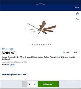Harborbreeze Hydra Is 70in Ceiling Fan Other Items For Sale 1