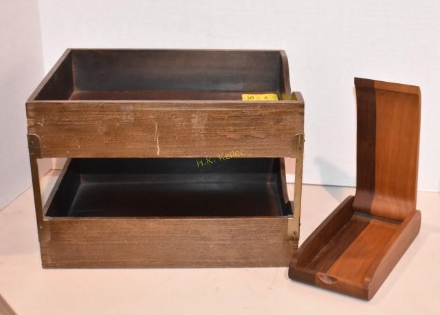 Vintage Wooden Desk Trays And Wooden Box H K Keller