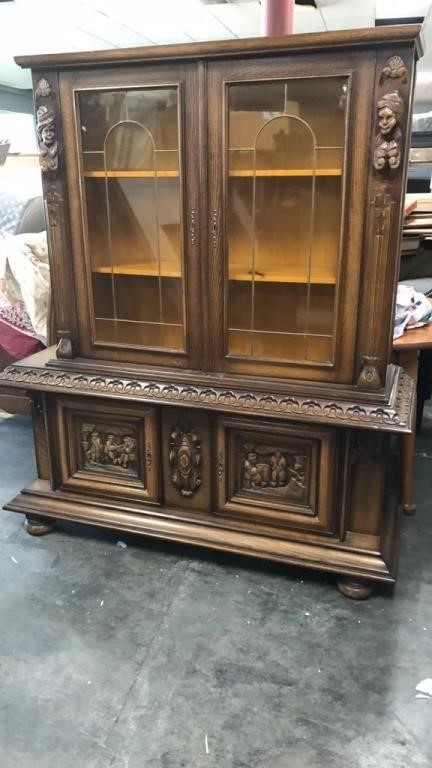 Antique Heavily Carved European China Cabinet Interstate Auction