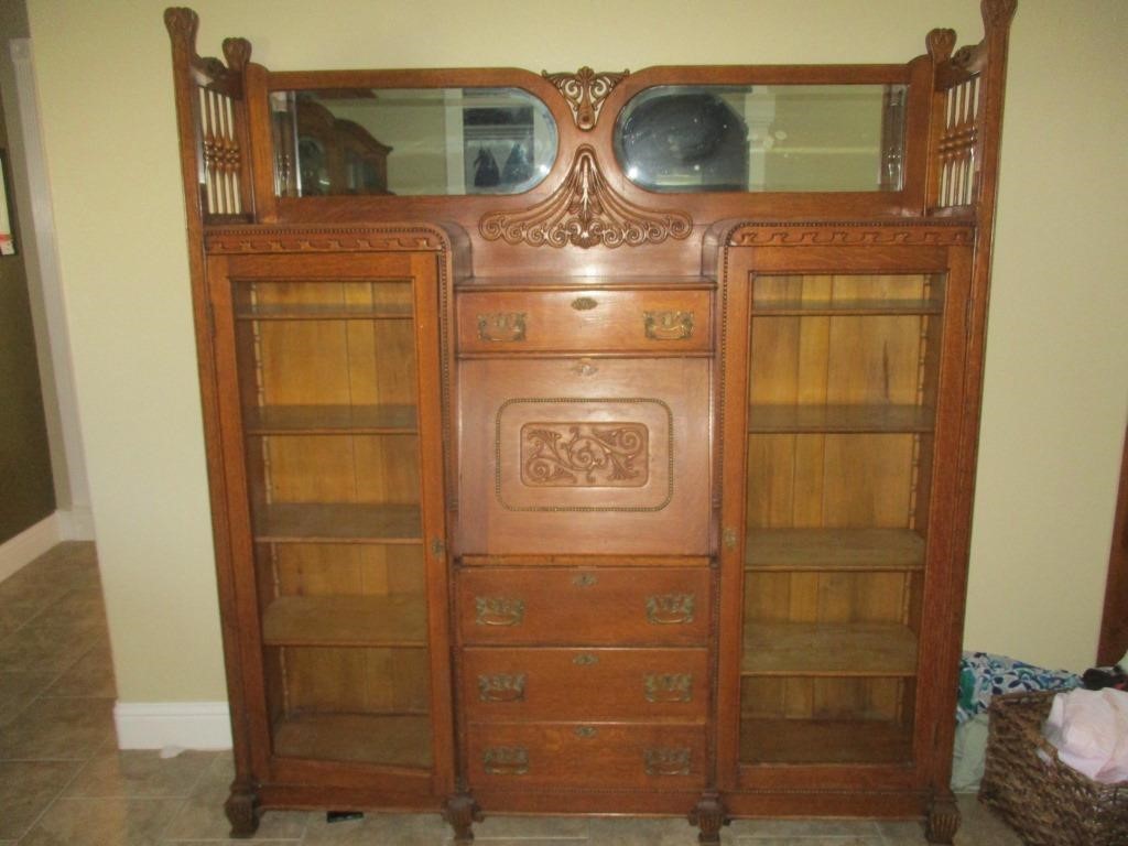 Antique Oak Double Secretary Desk Hutch Prime Time Auctions