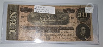 $10 CONFEDERATE BILL Used Dollars U.S. Coins Coins / Currency auction results