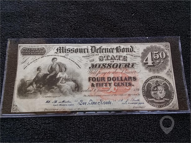 $4.50 MISSOURI DEFENCE BOND NOTE Used U.S. Currency Coins / Currency auction results