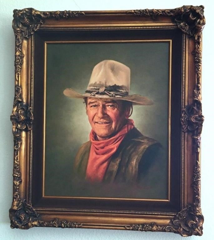J Signed Framed John Wayne Wall Art Clark County Public Auction