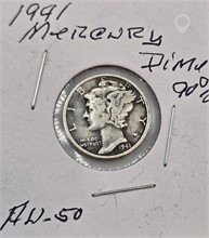 1941 MERCURY DIME; 90% SILVER; AU 50 Used Dimes U.S. Coins Coins / Currency upcoming auctions