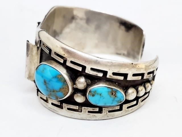 Very RARE Tom Bahe Navajo .925 Blue Gem Turq Cuff | Antique 2 Modern ...