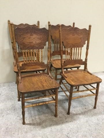 Pressed Back Oak Chairs Triple Seven Auctions