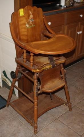 Vintage Wooden Convertible High Chair H K Keller