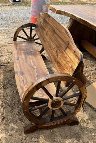 5FT WOODEN WAGON WHEEL BENCH Used Chairs / Stools Furniture auction results