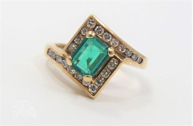 14k Gold Natural Gem Emerald And Diamond Ring Other Items For Sale