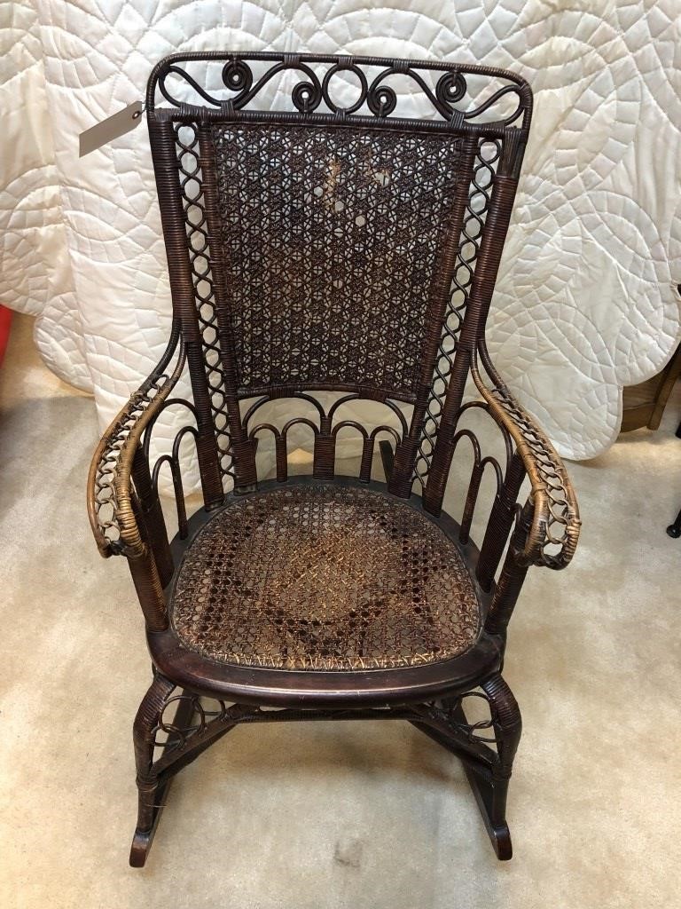 Rare Antique Cane Rocking Chair Very Unique Jd S Auctions