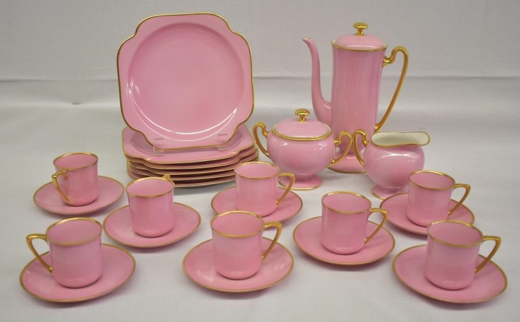 Antique Royal Silesia Pink Porcelain Chocolate Set Jd S Auctions