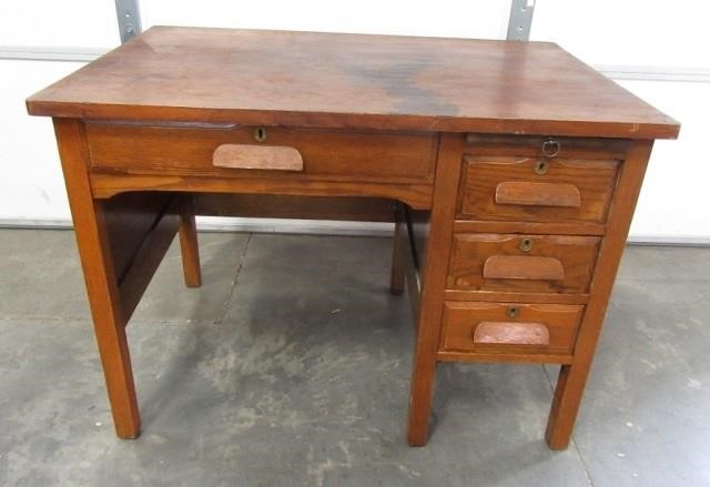 Vintage Wood Desk W Duck Tail Drawers United Country Musick Sons