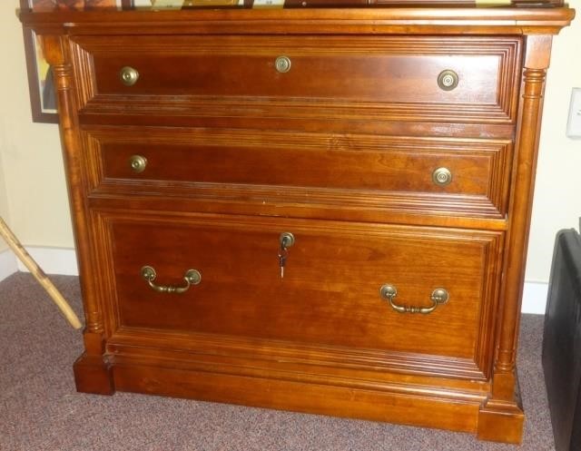 Wood Locking Filing Cabinet By Shenandoah Valley 208auctions