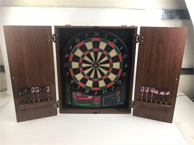 Halex Electronic Dartboard In Cabinet With Darts Other Items For