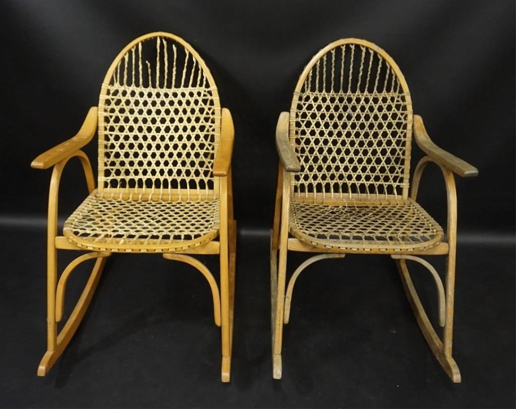 2 Vintage Vermont Tubbs Snowshoe Rocking Chairs Silver Spring
