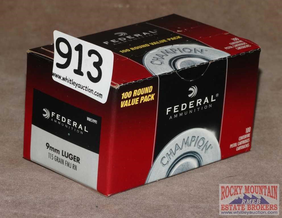 1 box of 100 Federal 115 gr 9mm cartridges. | Auctioneers Who Know ...
