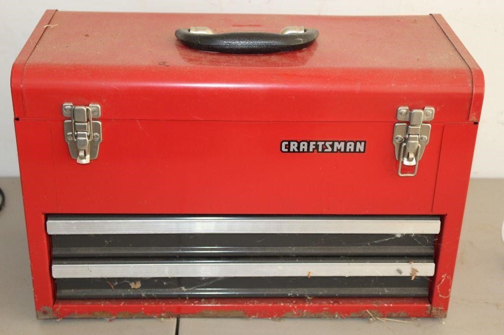 Craftsman 2 drawer tool box w/ tools Live and Online Auctions on
