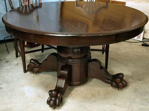 vintage kitchen claw foot round dinette table with glass top