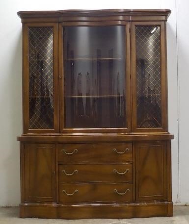 Beautiful Vintage China Hutch W Curved Glass Doors Meridian