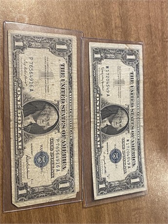 1957 1957 BLUE SEAL SILVER CERTIFICATES Used Dollars U.S. Coins Coins / Currency auction results