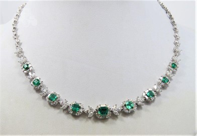 18k White Gold Diamond And Emerald Necklace Other Items For