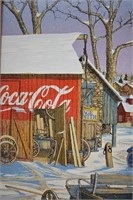 H Hargrove Coca Cola Barn Winter Serigraph Jd S Auctions